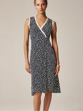 Rouje X J.Crew Rencard Wrap Dress Navy Polka Dot size 2 NWT